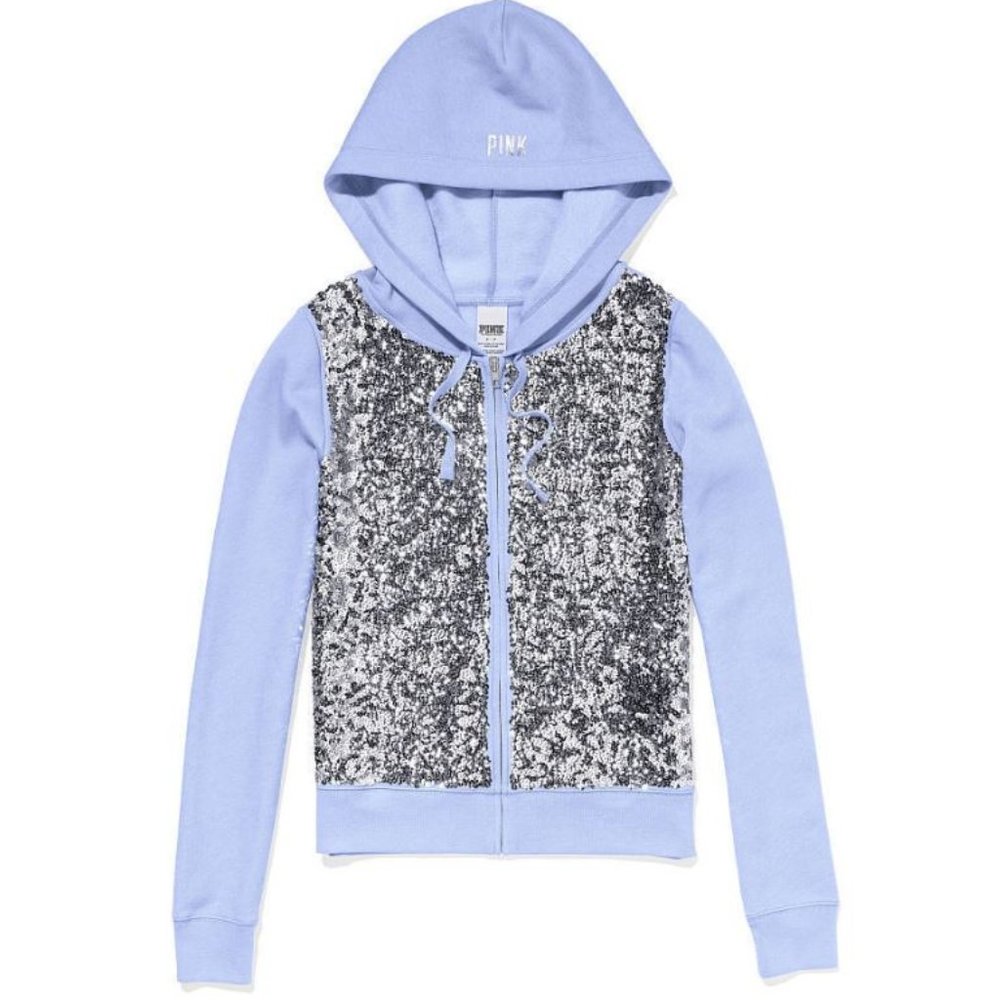 Victoria's Secret PINK Lavender Bling Perfect Zip Hoodie